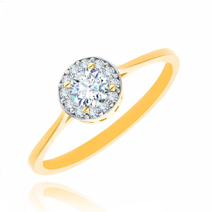 Złoty pierścionek koło 585 cyrkonie