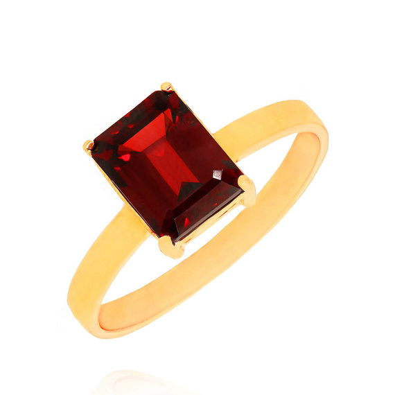 Złoty pierścionek z granatem 585 granat oktagon 3,115 ct