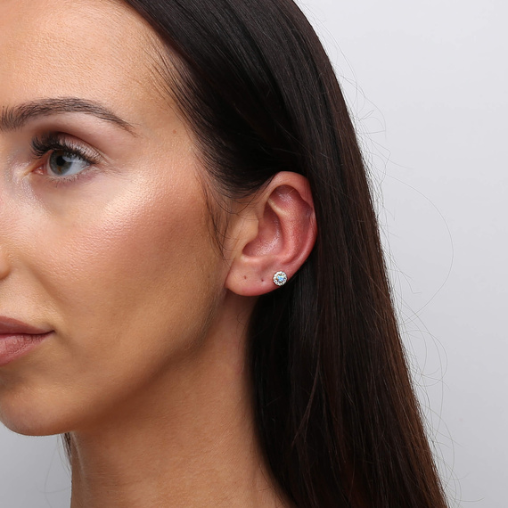 Złoty kolczyk do piercingu 585 opal cyrkonie labret helix tragus conch 