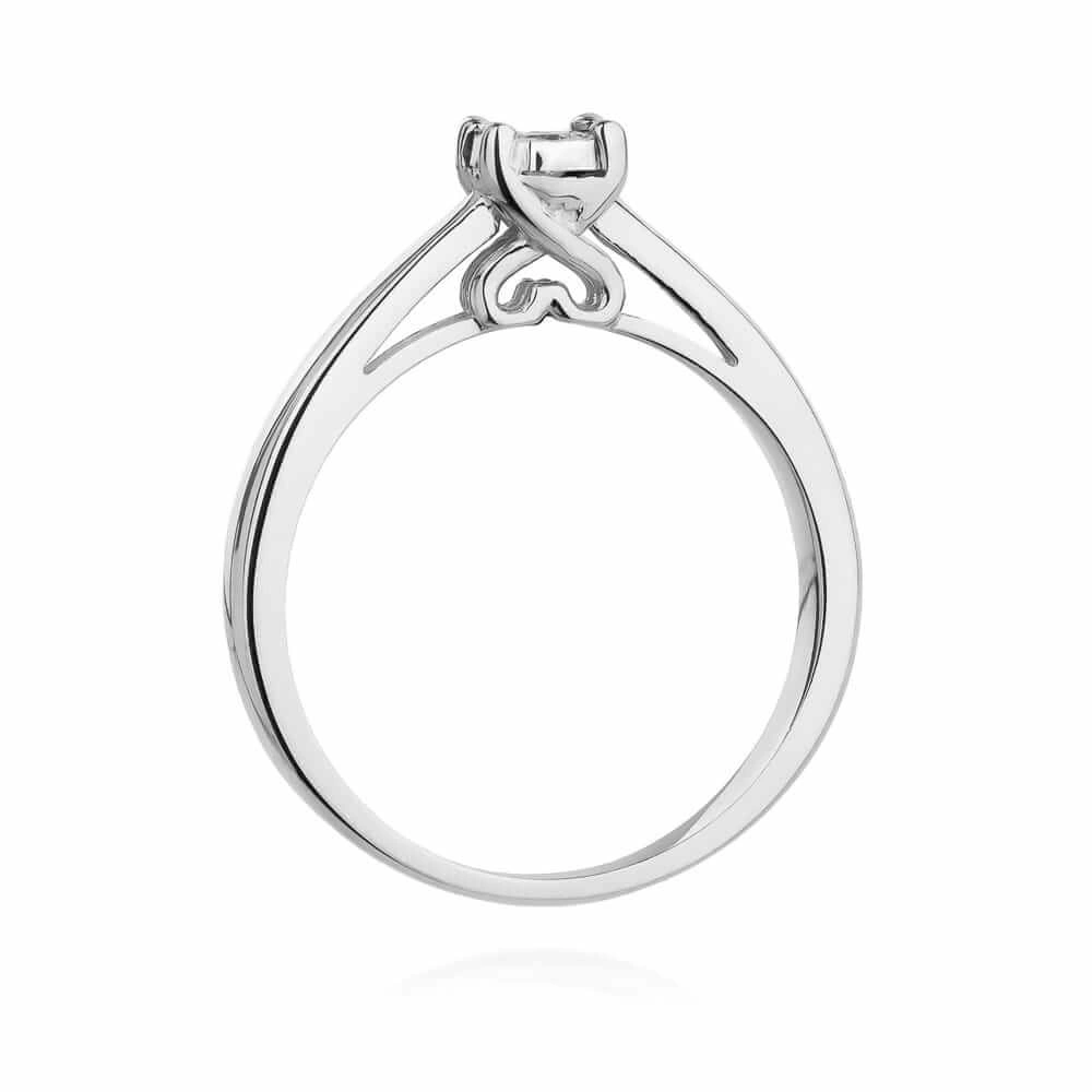 Złoty pierścionek zaręczynowy z diamentem 0,08 ct efekt iluzji białe złoto