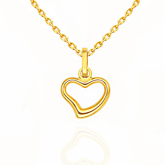 Złota zawieszka serce 585 serduszko gładkie otwarte 1,6 cm