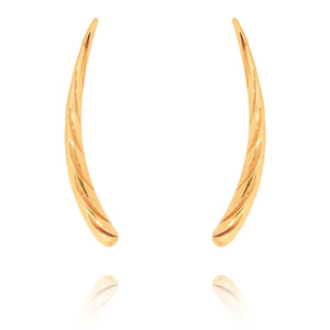 Złote kolczyki rogi 585 duże wiszące sztyfty 