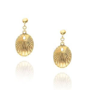 Złote kolczyki wiszące 585 jajeczka listki diamentowane sztyft