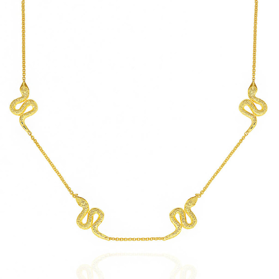 Srebrny pozłacany naszyjnik żmije 925 węże 40-45 cm