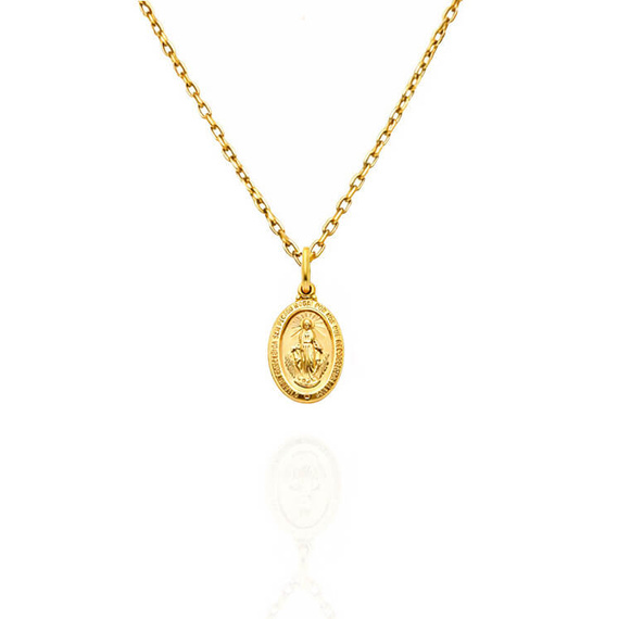 Złota zawieszka medalik 585 owalny Cudowny Medalik Maryja Komunia Bierzmowanie 1 cm