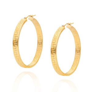 Kolczyki grube koła złote greckie 585 nacinane droga grecka na zatrzask 3,5 cm