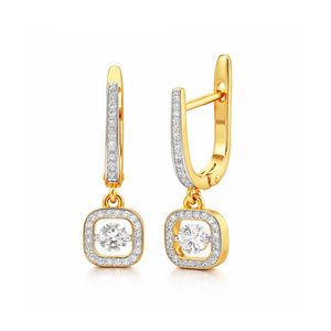 Złote kolczyki 585 wiszące z diamentami o łącznej masie 0,52 ct angielskie