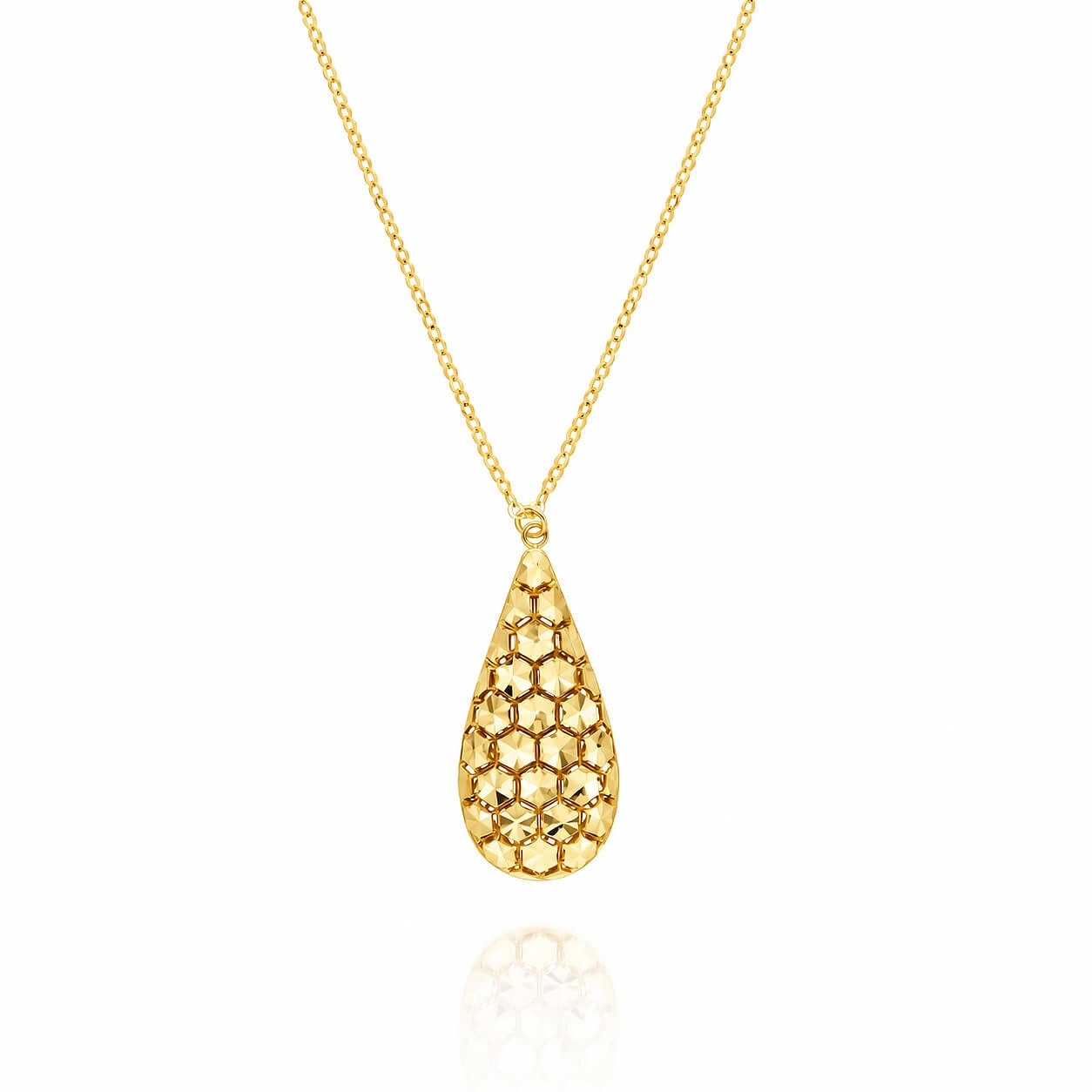 Złoty naszyjnik kropla 585 łezka fasetowana diamentowana sopel 45-48 cm