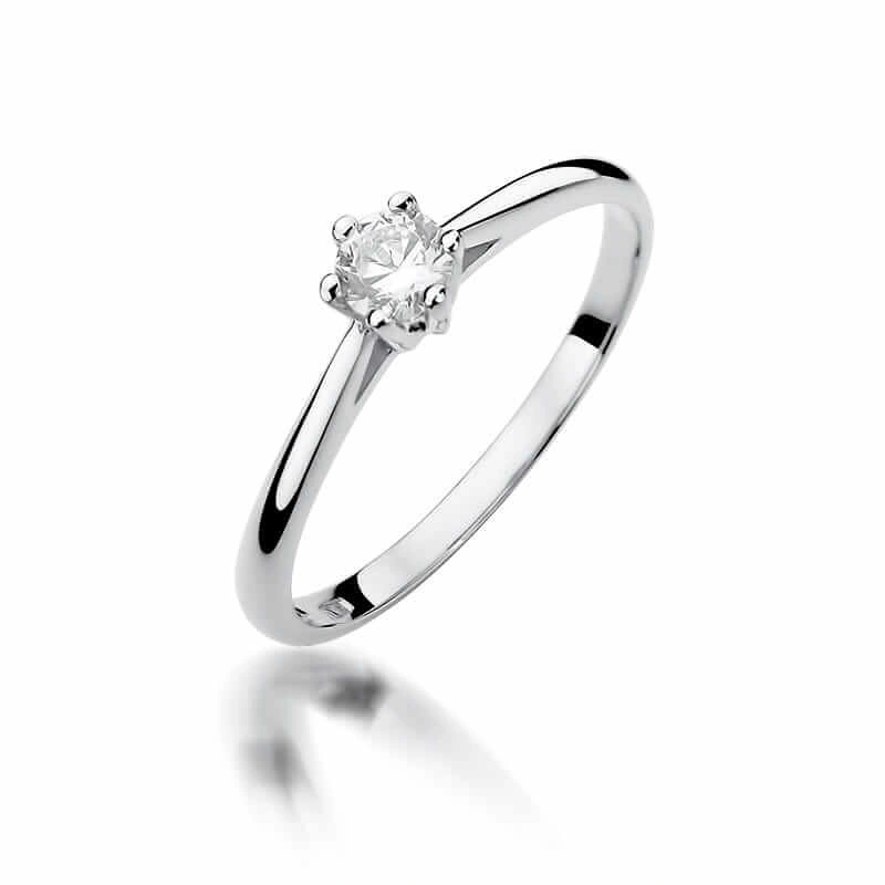 Złoty pierścionek zaręczynowy z diamentem 0,15 ct białe złoto