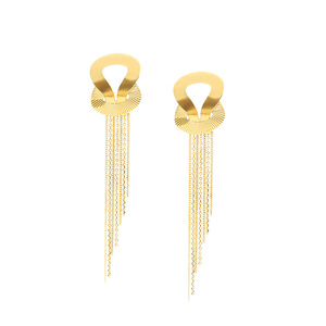 Złote kolczyki wiszące 585 duże łańcuszki długie diamentowane 8 cm