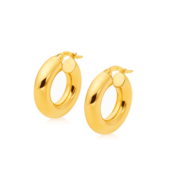 Złote kolczyki grube koła szerokie 585 kółka gładkie na zatrzask 2,5 cm