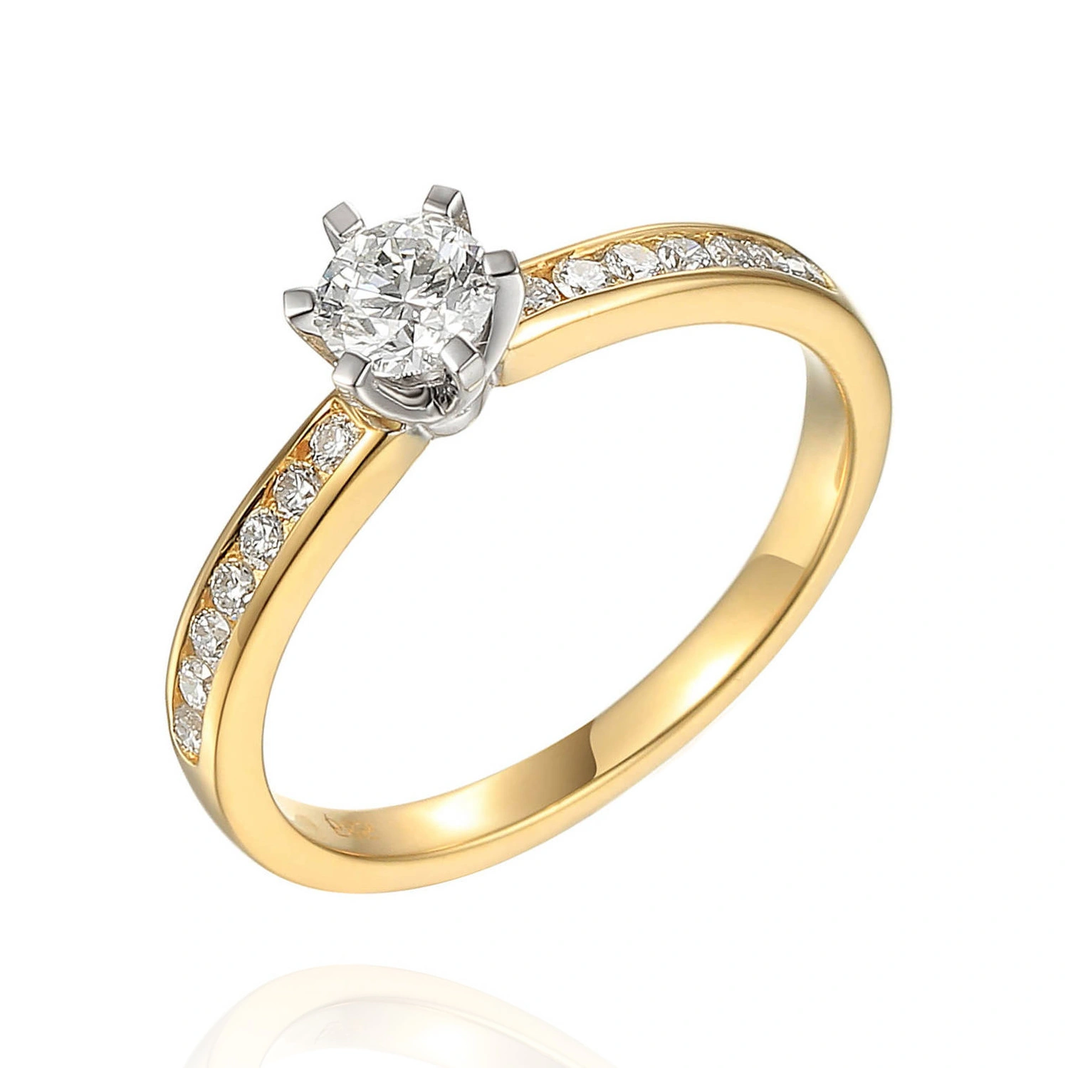 Złoty pierścionek zaręczynowy diament centralny 0,36 ct diamenty 0,24 ct