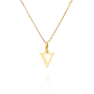 Złota zawieszka wisiorek 585 prosta mała literka V wysokość 1 cm