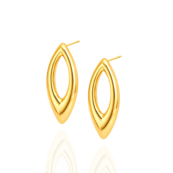 Złote kolczyki łezki 585 gładkie zapięcie na sztyft