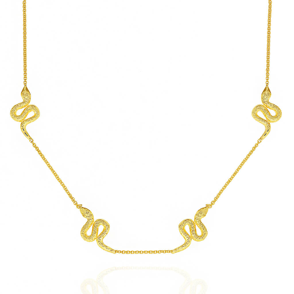 Srebrny pozłacany naszyjnik żmije 925 węże 40-45 cm