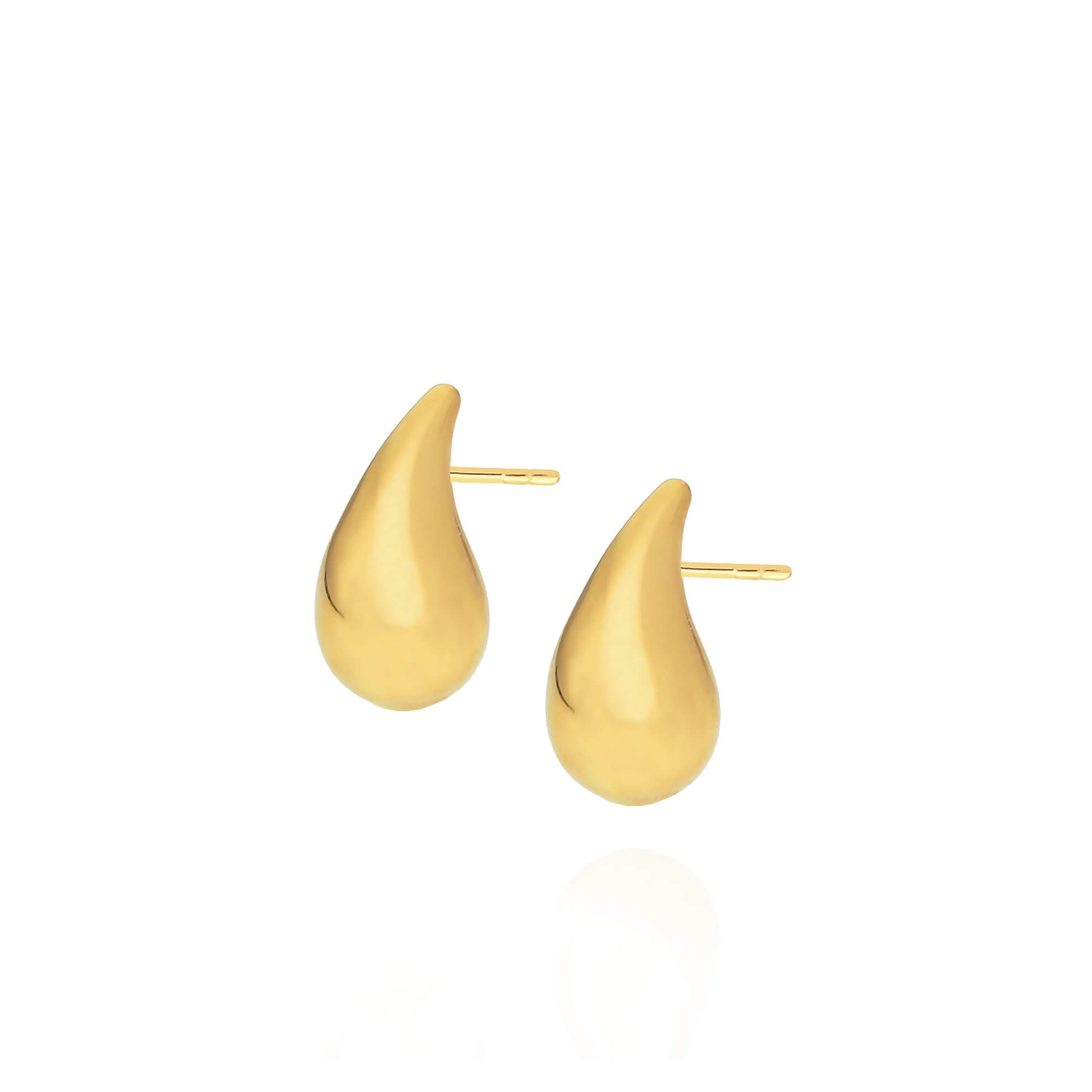 Złote kolczyki małe krople 585 na sztyft drops 1,2 cm