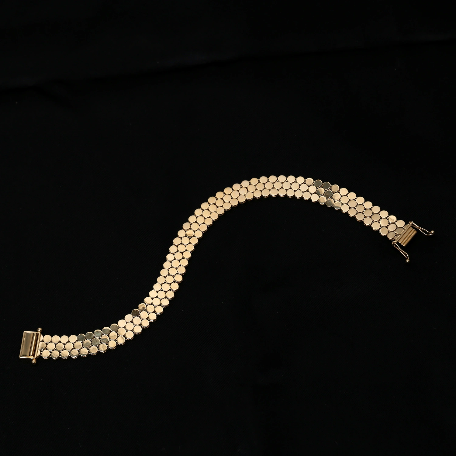 Złota bransoletka 585 kółeczka siatka żmijka szeroka 10 mm ruchoma 20 cm