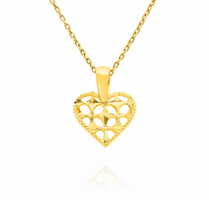 Złota zawieszka 585 serce ażurowe grube 