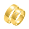 Obrączka ślubna damska: złoto 585, diament, satynowana, 6 mm