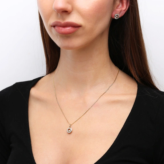 Złote kolczyki 585 kółka z diamentami sztyft 0,26 ct