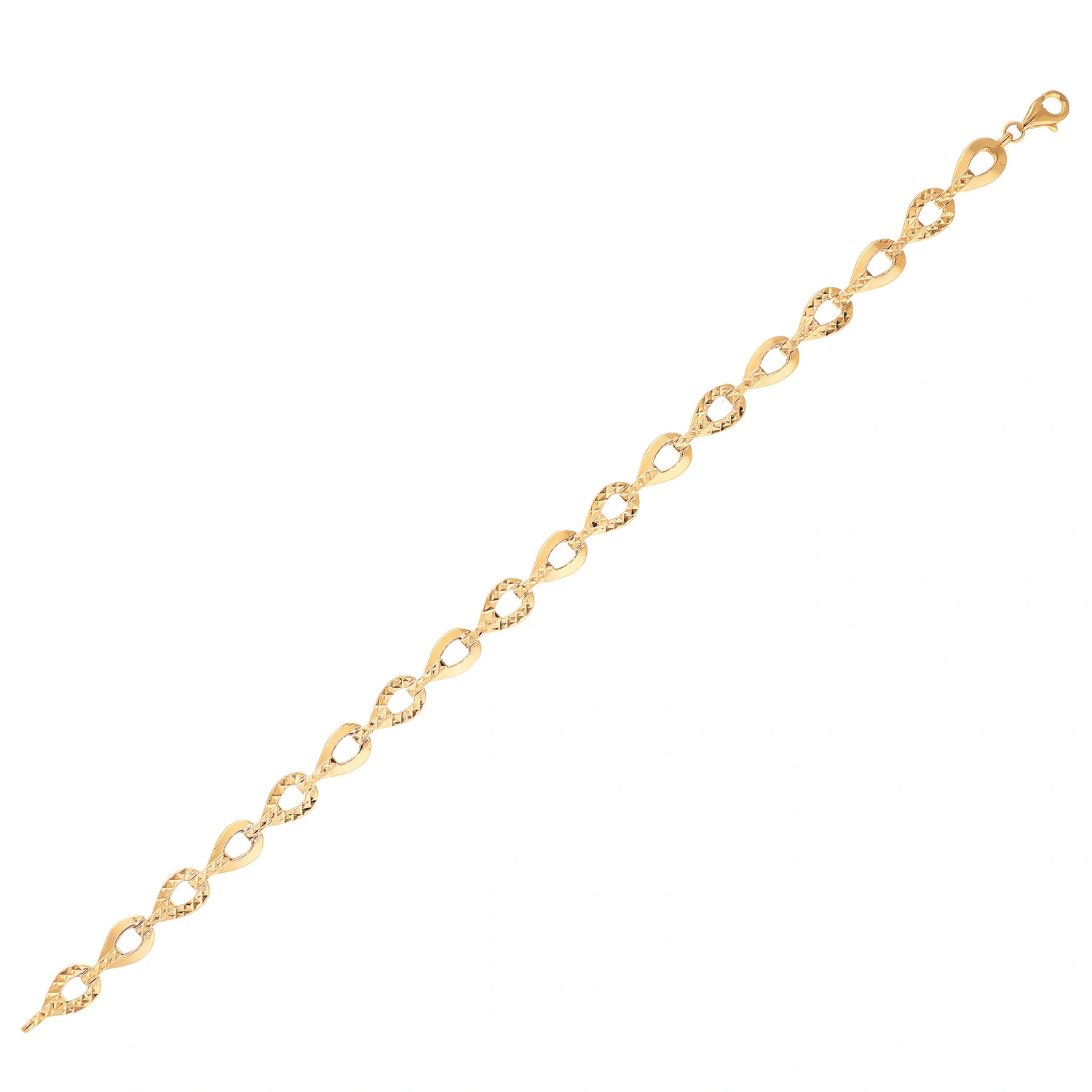 Złota bransoletka damska 585 łezki 6 mm diamentowana 19 cm