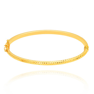 Złota bransoletka sztywna 585 diamentowana spiralna bangle kółko na zatrzask