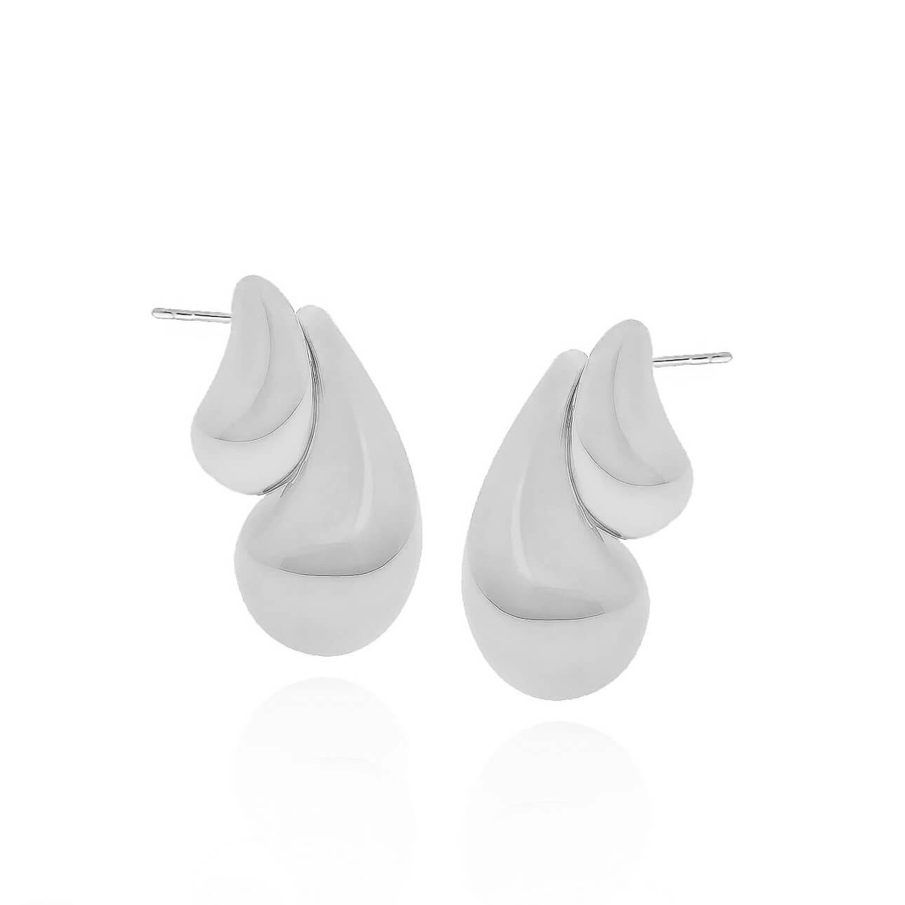 Srebrne kolczyki podwójne krople 925 na sztyft drops 2,2 cm