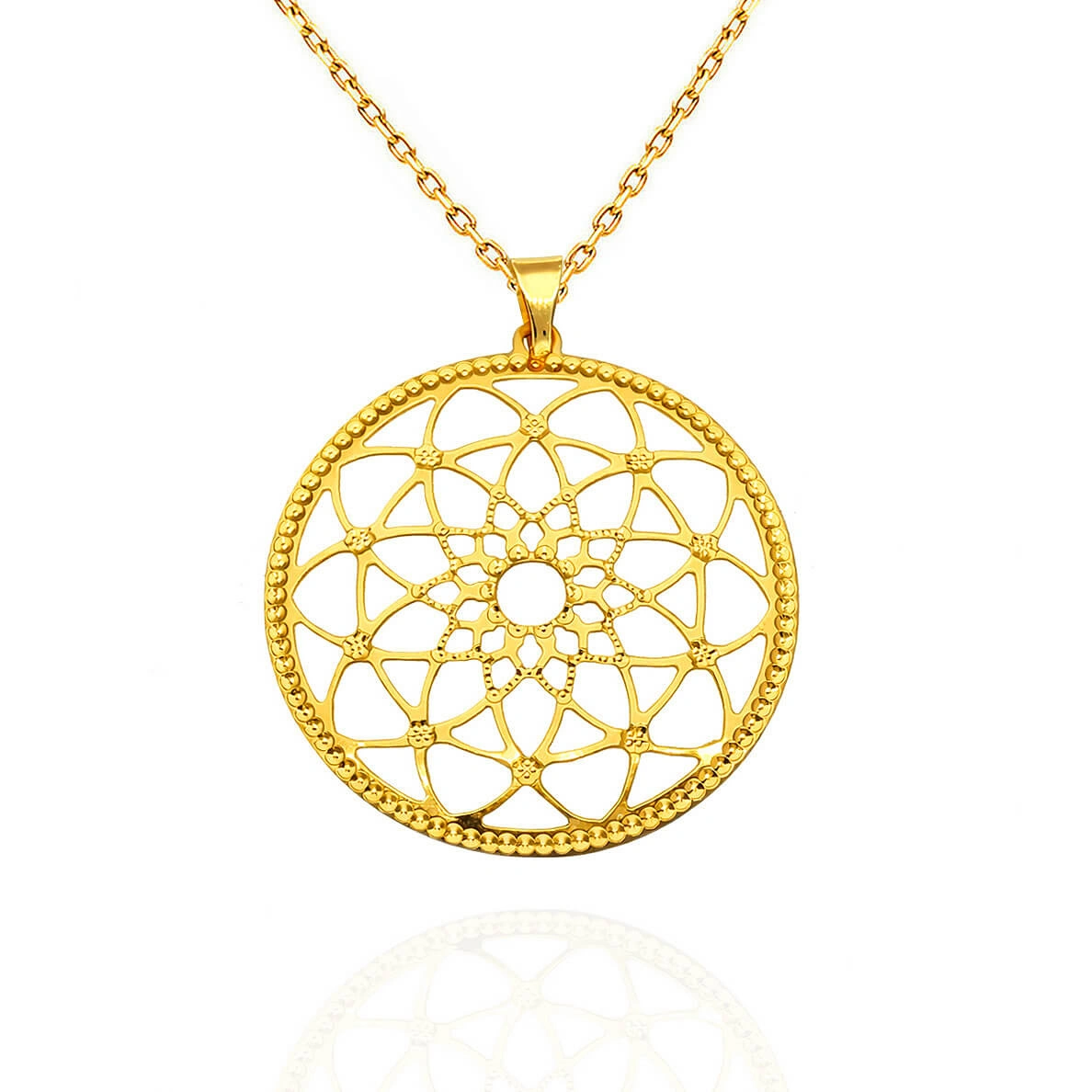 Złota zawieszka kółko 585 ażurowa okrągła diamentowana 4 cm
