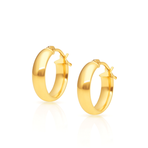 Złote kolczyki koła szerokie 585 kółka gładkie na zatrzask 1,5 cm