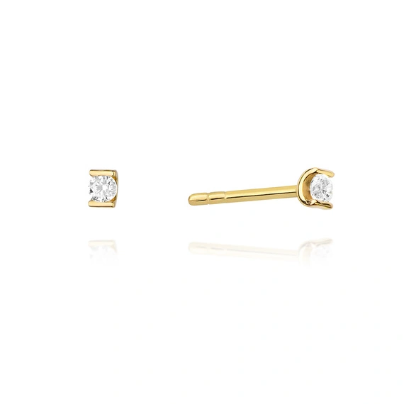 Złote kolczyki 585 z diamentami 0,08 ct sztyft