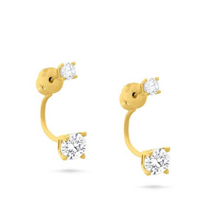 Złote kolczyki wiszące 585 z cyrkoniami na sztyft