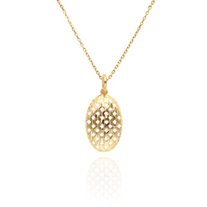 Złota zawieszka ażurowa diamentowana 585 owalna 