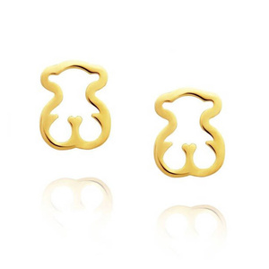 Złote kolczyki 585 misie gładkie na sztyft Simple