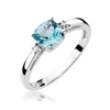 Złoty pierścionek 585 topaz 0,70 ct z diamentami 0,03 ct białe złoto