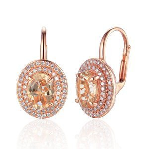 Złote kolczyki 585 owalne morganity diamenty różowe złoto 2,67 ct