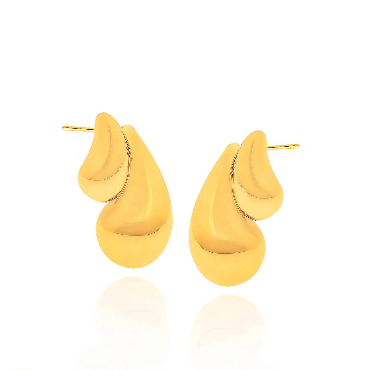 Pozłacane srebrne kolczyki podwójne krople 925 na sztyft drops 2,2 cm