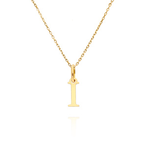 Złota zawieszka wisiorek 585 prosta mała literka I wysokość 1 cm