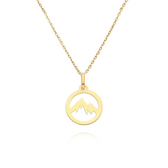 Złota zawieszka 585 okrągła góry Ziemia szczyt górski