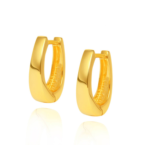 Złote kolczyki kółka 585 koła owalne łezki gładkie na zatrzask 