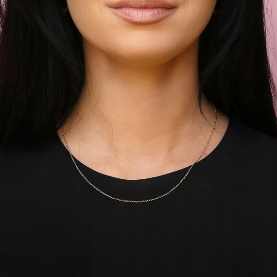 Złoty łańcuszek 585 Ankier diamentowany 1 mm długość 45 cm 