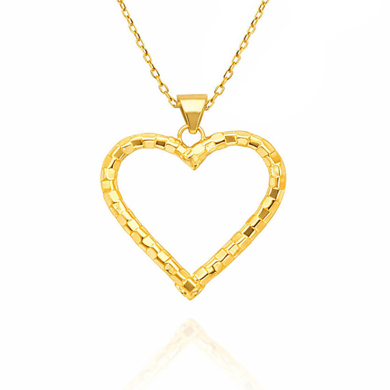 Złota zawieszka serce fasetowane 585 duże diamentowane grube 