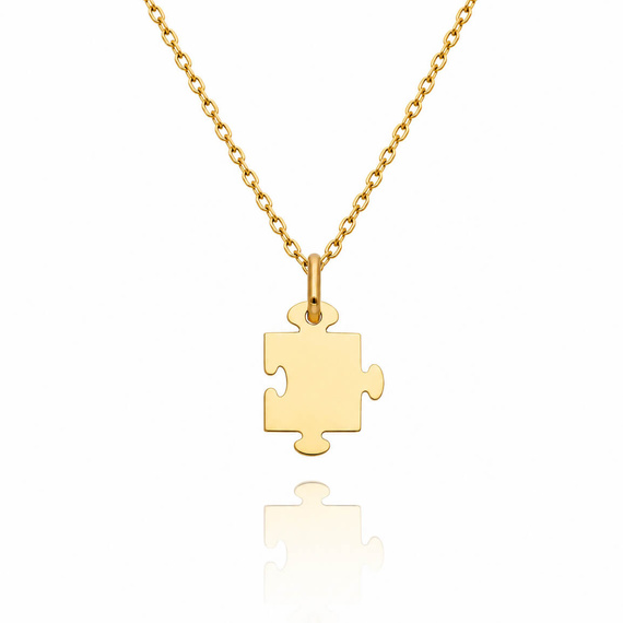 Złota zawieszka 585 gładka puzzle puzel grawer