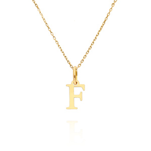 Złota zawieszka wisiorek 585 prosta mała literka F wysokość 1 cm