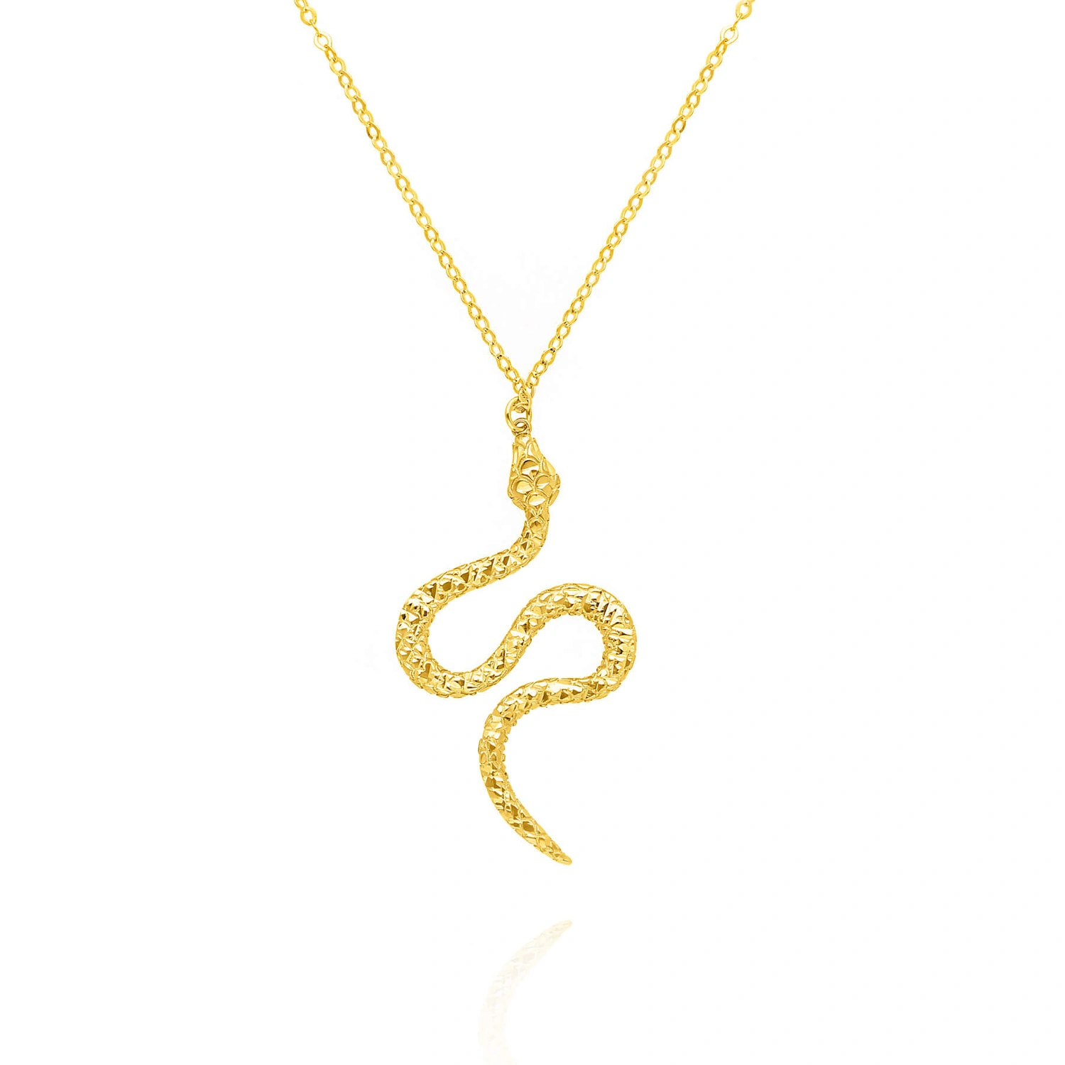 Złoty naszyjnik żmija wąż 585 serpent snake diamentowany łańcuszek ankier 41-46 cm