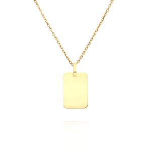 Złota zawieszka 585 blaszka gładka nieśmiertelnik grawer 2,3 cm