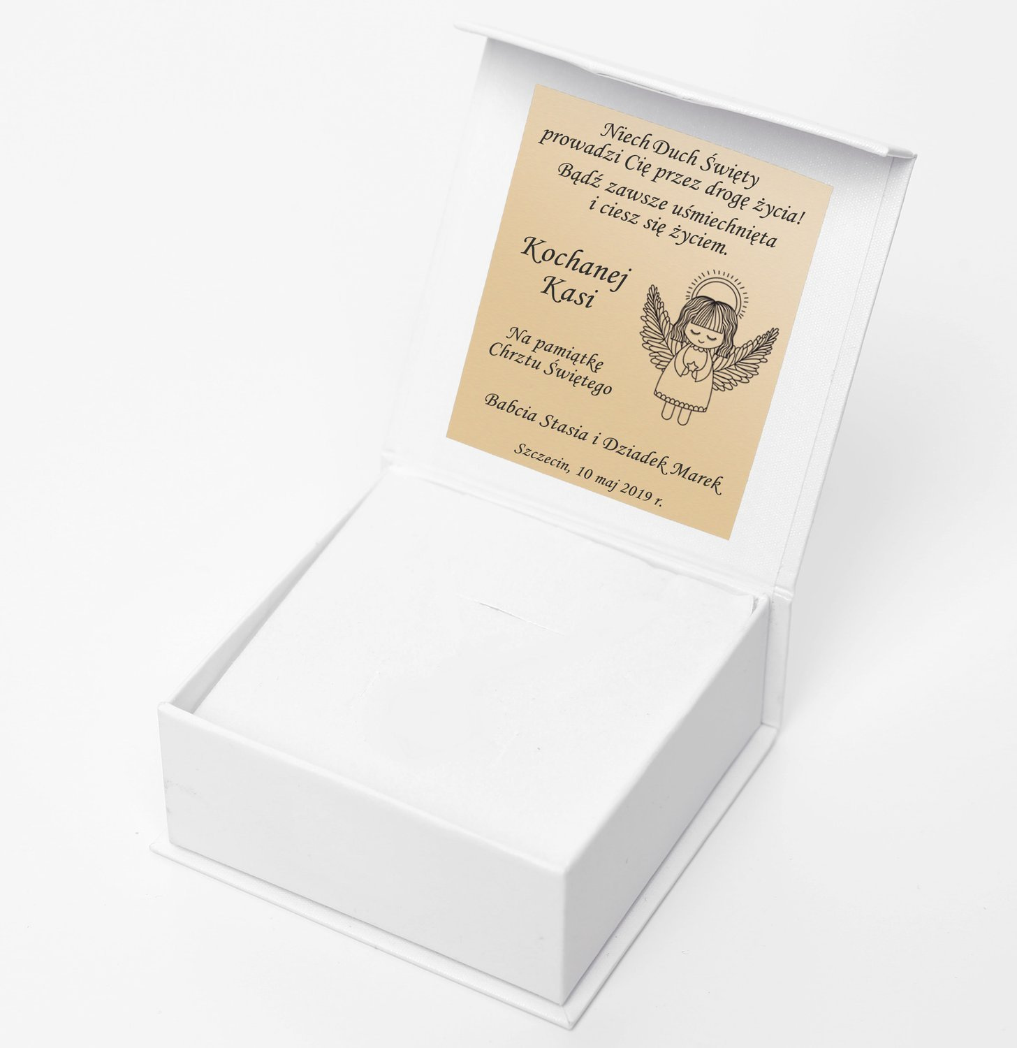 Białe pudełeczko Chrzest Święty z grawerem