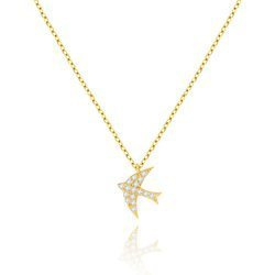 Naszyjnik złoty jaskółka z cyrkoniami celebrytka 585