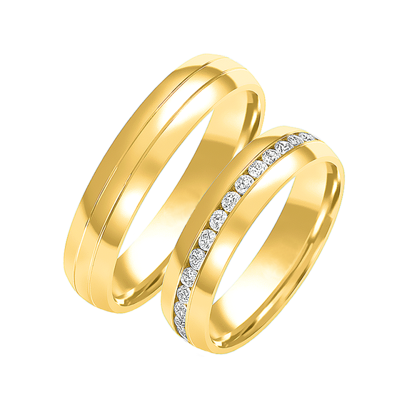 Obrączka ślubna męska: złoto 585, tłoczenie, półokrągła, 5,5 mm