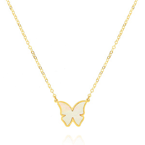 Złoty naszyjnik motylek 585 motyl masa perłowa łańcuszek diamentowany ankier 