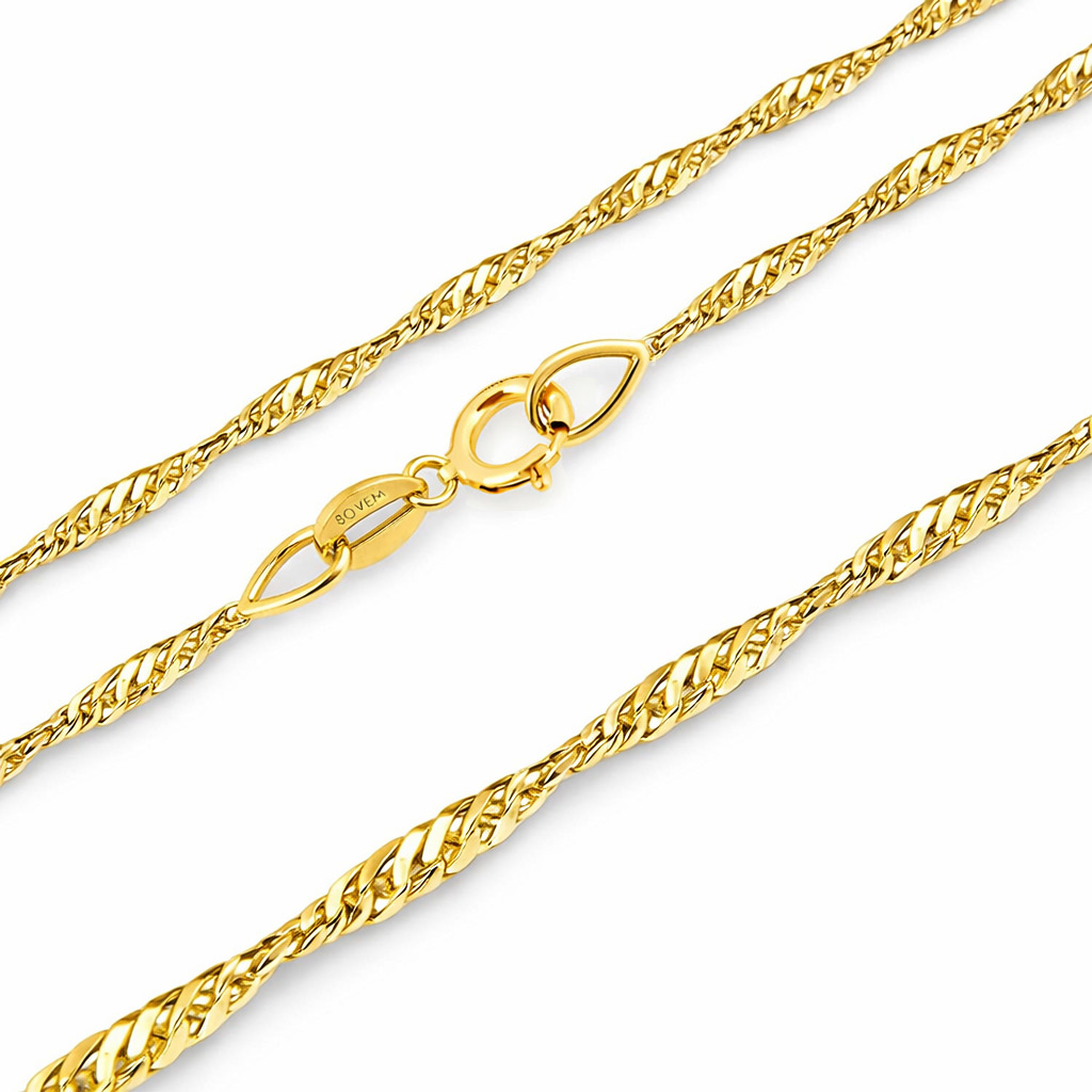 Złoty łańcuszek 585 Singapur 1,5 mm długość 45 cm